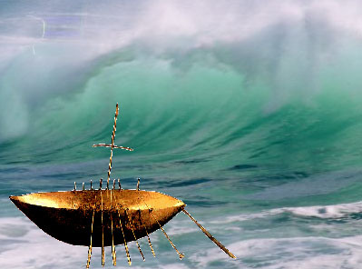 Seascape with the 1st - 2nd century BCE gold boat from the Broighter hoard