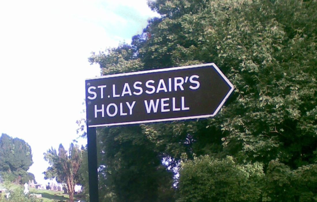 Signpost to St. Lassair's Holy Well